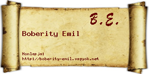 Boberity Emil névjegykártya